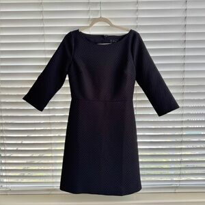 J. Crew Black Textured 3/4 Sleeve Sheath Dress Size 8
